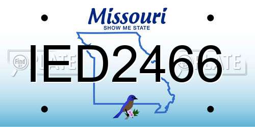IED2466 Missouri License Plate