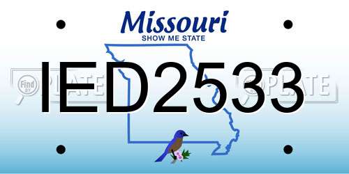 IED2533 Missouri License Plate