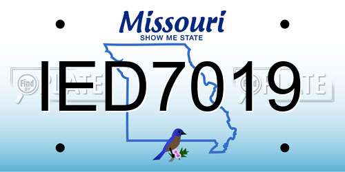 IED7019 Missouri License Plate