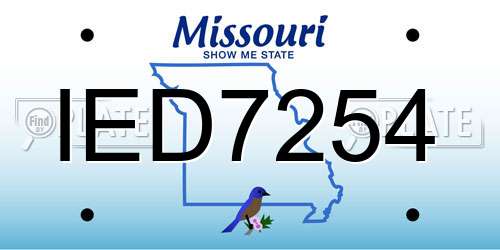 IED7254 Missouri License Plate