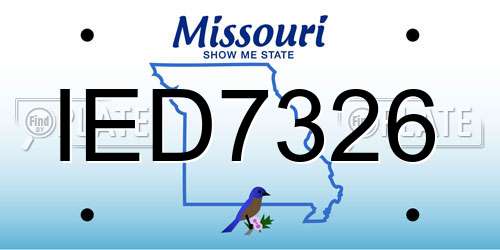 IED7326 Missouri License Plate