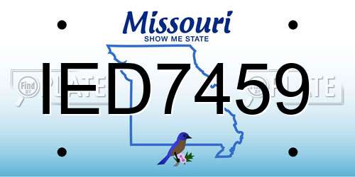 IED7459 Missouri License Plate
