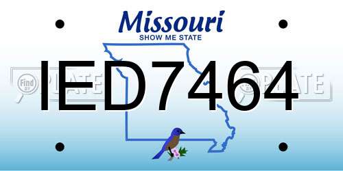 IED7464 Missouri License Plate