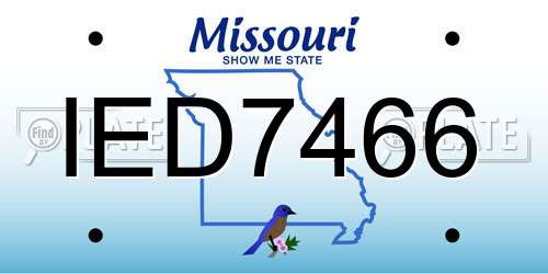 IED7466 Missouri License Plate