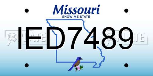 IED7489 Missouri License Plate
