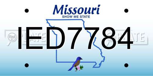 IED7784 Missouri License Plate