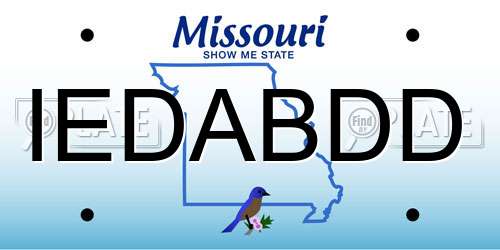 IEDABDD Missouri License Plate