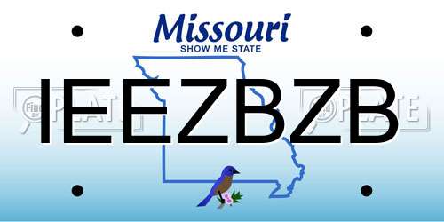 IEEZBZB Missouri License Plate