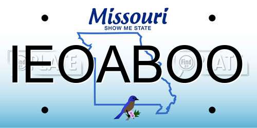 IEOABOO Missouri License Plate