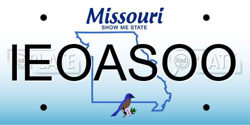 IEOASOO Missouri License Plate