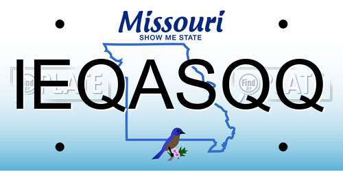 IEQASQQ Missouri License Plate