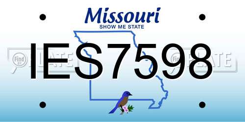 IES7598 Missouri License Plate