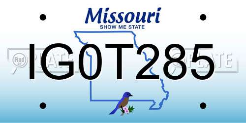 IG0T285 Missouri License Plate