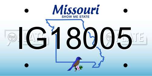 IG18005 Missouri License Plate