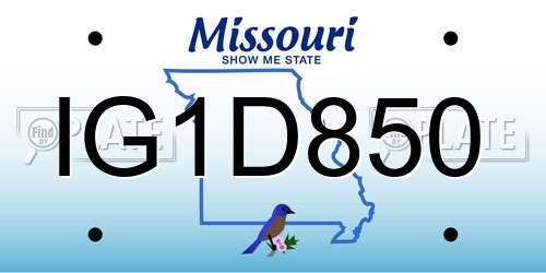 IG1D850 Missouri License Plate