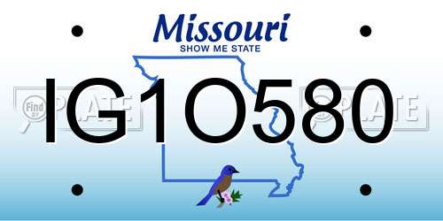 IG1O580 Missouri License Plate