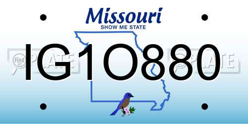 IG1O880 Missouri License Plate