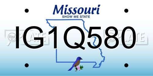 IG1Q580 Missouri License Plate