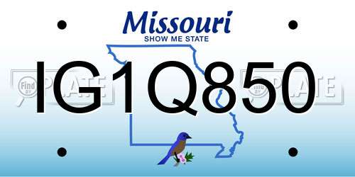 IG1Q850 Missouri License Plate