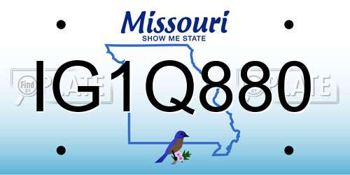 IG1Q880 Missouri License Plate