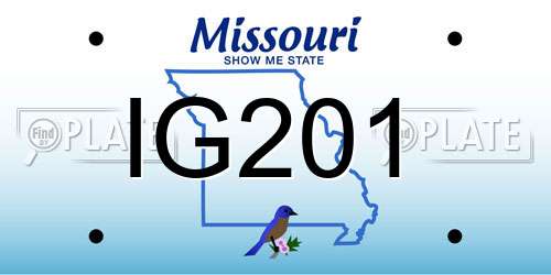 IG201 Missouri License Plate