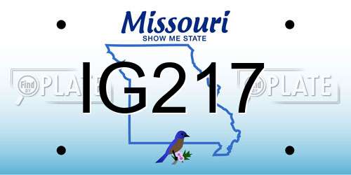 IG217 Missouri License Plate