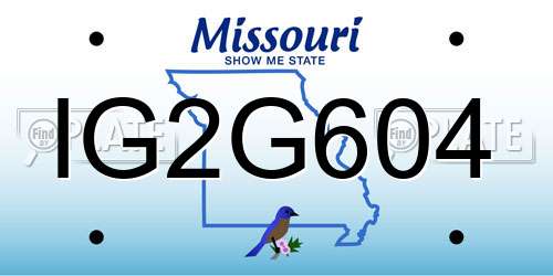 IG2G604 Missouri License Plate