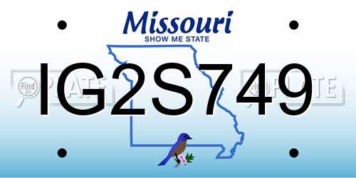 IG2S749 Missouri License Plate