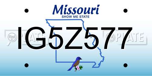 IG5Z577 Missouri License Plate