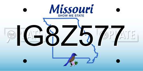 IG8Z577 Missouri License Plate