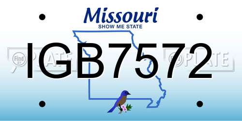 IGB7572 Missouri License Plate