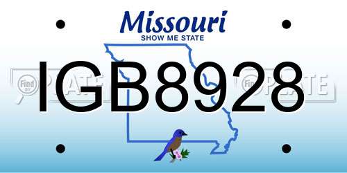 IGB8928 Missouri License Plate