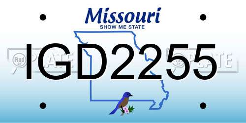 IGD2255 Missouri License Plate