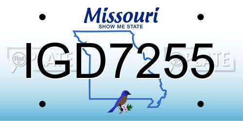 IGD7255 Missouri License Plate