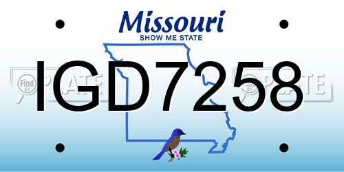 IGD7258 Missouri License Plate