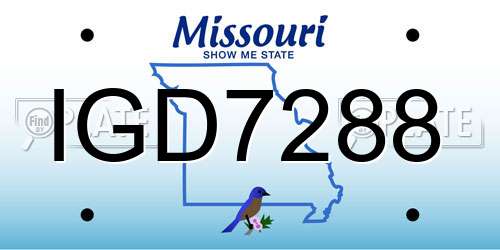IGD7288 Missouri License Plate