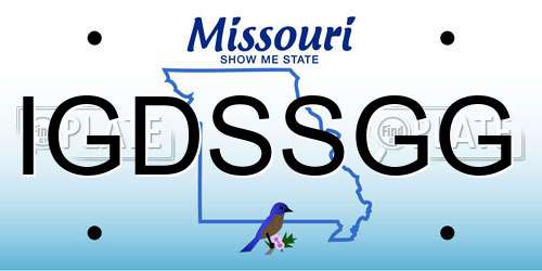IGDSSGG Missouri License Plate