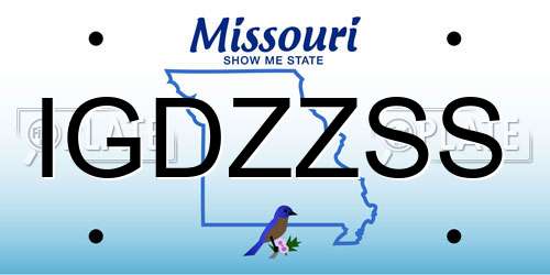 IGDZZSS Missouri License Plate