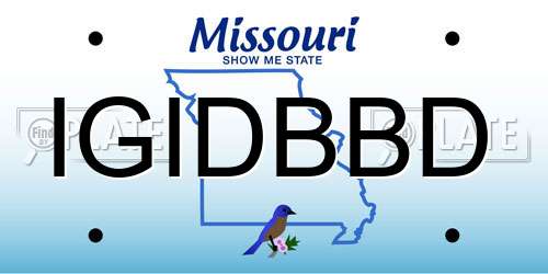 IGIDBBD Missouri License Plate