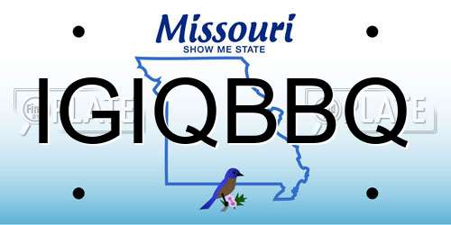 IGIQBBQ Missouri License Plate
