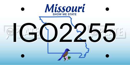 IGO2255 Missouri License Plate