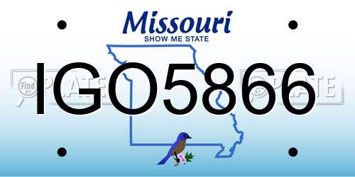 IGO5866 Missouri License Plate