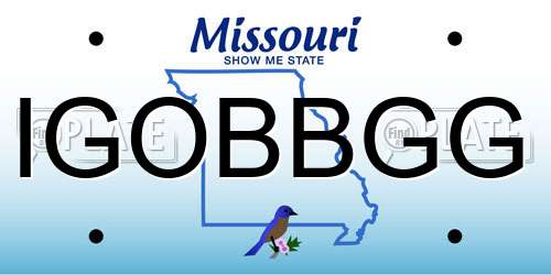 IGOBBGG Missouri License Plate