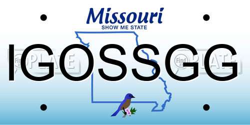 IGOSSGG Missouri License Plate