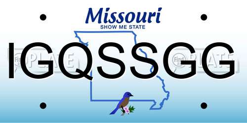 IGQSSGG Missouri License Plate