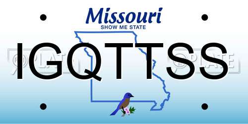 IGQTTSS Missouri License Plate