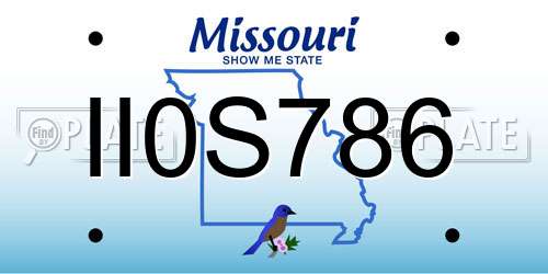 II0S786 Missouri License Plate