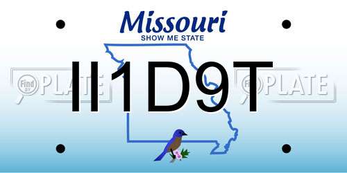 II1D9T Missouri License Plate