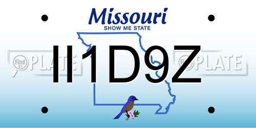 II1D9Z Missouri License Plate