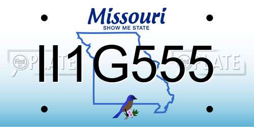 II1G555 Missouri License Plate